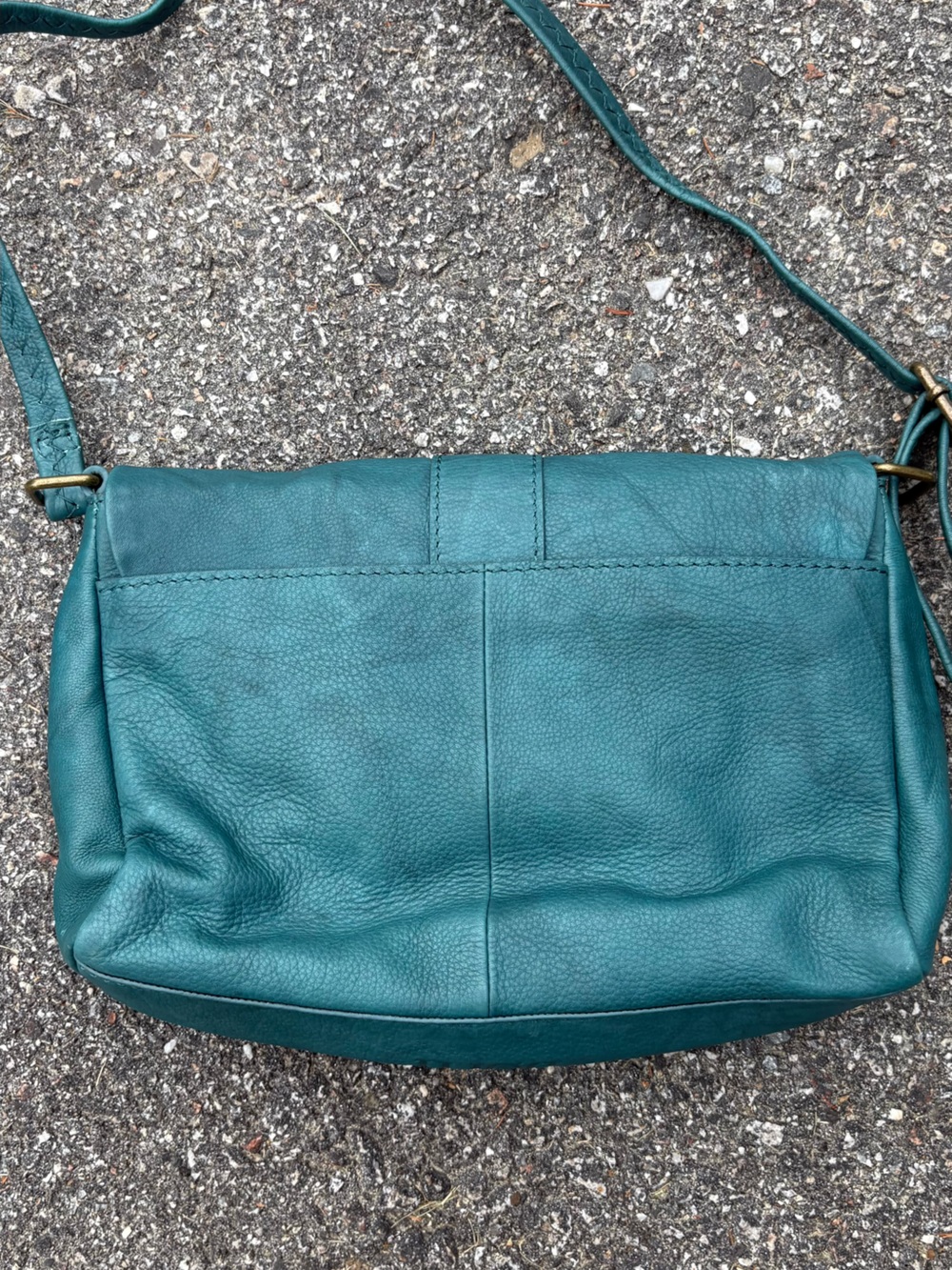NWOT! Genuine Leather Everyday Envelope Crossbody/Shoulder Bag, “Mineral Blue” - Picture 7 of 11